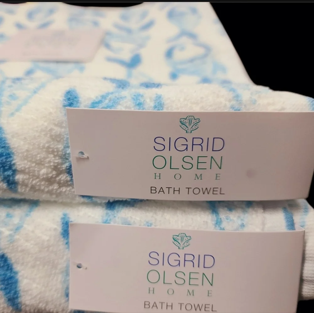 6pc Sigrid Olsen Blue Fish Coastal Nautical Sea Bath Hand Tip Towel Set New
